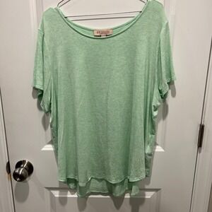 Philosophy Woman Womens Short Sleeve Scoop Neck Rayon Spandex Top Green 2X
